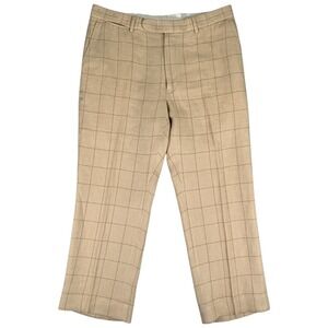 Vintage Polo Golf Ralph Lauren Pants Men 36/30(36X28) Tan Windowpane Check Linen